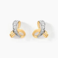 Outlet Histoire d'Or Boucles D'oreilles Puces Volute or jaune diamant