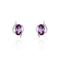 Histoire d'Or Boucles D'oreilles Puces Vrille Ovale Or Blanc Amethyste* Boucles D'Oreilles|Clous D'Oreilles