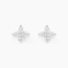 Histoire d'Or Boucles D'oreilles Puces Winter Flower Or Blanc Oxyde De Zirconium