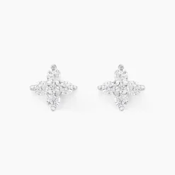 Histoire d'Or Boucles D'oreilles Puces Winter Flower Or Blanc Oxyde De Zirconium