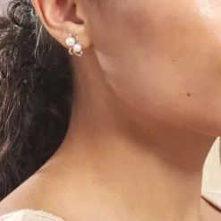 Outlet Histoire d'Or Boucles D'oreilles Puces Wandula Or Jaune Perle De Culture Et Diamant