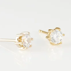 Hot Histoire d'Or Boucles D'oreilles Puces Yléna Plaqué Or Jaune Oxyde De Zirconium