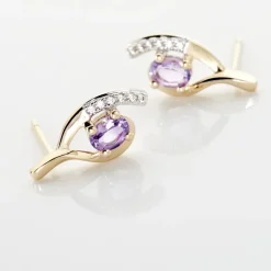 Outlet Histoire d'Or Boucles D'oreilles Sagesse Or Jaune Amethyste Oxyde or jaune amethyste violette