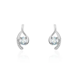 Histoire d'Or Boucles D'oreilles Sagesse Or Blanc Topaze Oxyde* Boucles D'Oreilles|Clous D'Oreilles