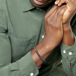 Histoire d'Or Bracelet Acier Hugueso Agates Noires