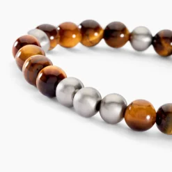 Histoire d'Or Bracelet Adonis Acier Blanc Oeil De Tigre* Bracelets|Bracelets Fantaisie