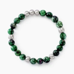 Outlet Histoire d'Or Bracelet Adonis Acier Blanc Unakite acier blanc unakite vert