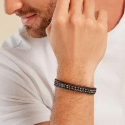 New Histoire d'Or Bracelet Alassio Acier Blanc Oeil De Tigre acier blanc oeil de tigre noir