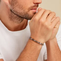 Histoire d'Or Bracelet Cliff Acier Gris Labradorite Hématite Oxyde De Zirconium* Bracelets|Bracelets Fantaisie