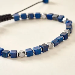Histoire d'Or Bracelet Cusco Acier Blanc Lapis Lazuli acier blanc lapis lazuli bleu
