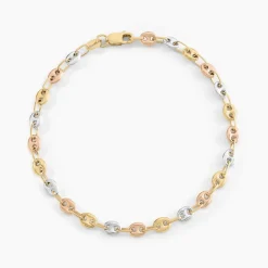 New Histoire d'Or Bracelet Dami Maille Grain De Café or tricolore