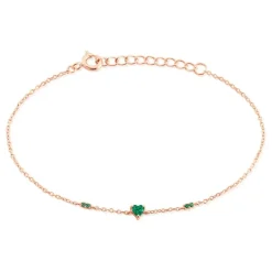 Hot Histoire d'Or Bracelet Déclaration Argent Rose Oxyde De Zirconium argent rose oxyde vert