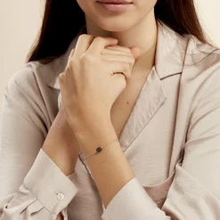 New Histoire d'Or Bracelet Evren Argent Blanc Pierre De Synthese argent blanc pierre noire