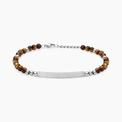 Histoire d'Or Bracelet Identité Acier Blanc Boules Sebastino 艙il De Tigre* Bracelets|Gourmettes