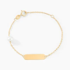 Online Histoire d'Or Bracelet Identité Helee Or Jaune Perle De Culture
