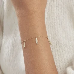 Hot Histoire d'Or Bracelet Indian Nature Feuilles Or Jaune