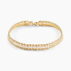 Sale Histoire d'Or Bracelet Jerry Maille Corde 3 Rangs Or Bicolore Oxyde De Zirconium