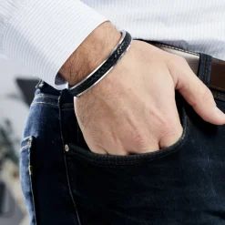 Discount Histoire d'Or Bracelet Jonc Ahmet Acier Blanc