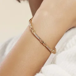 Hot Histoire d'Or Bracelet Jonc Epiphanieae Plaqué Or Jaune Oxyde De Zirconium