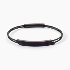 Hot Histoire d'Or Bracelet Jonc Jakob Acier Noir Sans Pierre