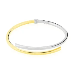 Online Histoire d'Or Bracelet Jonc Loise 2 Fils Carres Or Bicolore