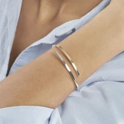 Online Histoire d'Or Bracelet Jonc Loise 2 Fils Carres Or Bicolore