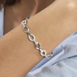 Hot Histoire d'Or Bracelet Jonc Tehei Argent Blanc Oxyde De Zirconium