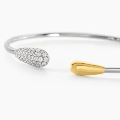 Clearance Histoire d'Or Bracelet Jonc Tiwa Argent Bicolore Oxyde De Zirconium