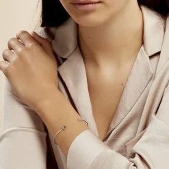 Clearance Histoire d'Or Bracelet Jonc Trilia Argent Blanc