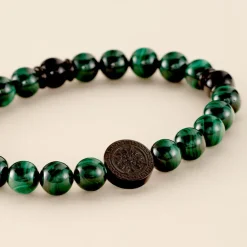 New JOURDAN Bracelet Acier Noir Malachite