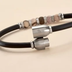 New JOURDAN Bracelet Caoutchouc Noir Agate