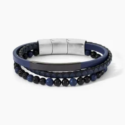 JOURDAN Bracelet Hercule Cuir Multicolore Onyx Lapis Lazuli* Bracelets