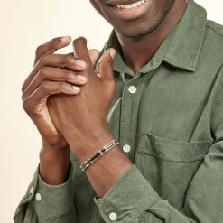 JOURDAN Bracelet Homme El Castillo Acier Bicolore Noir Et Blanc* Bracelets|Bracelets Fantaisie