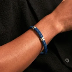 Hot JOURDAN Bracelet Kamen Cuir Bleu