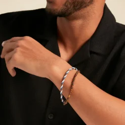 JOURDAN Bracelet Renatus Acier Argenté Oeil De Tigre* Bracelets|Bracelets Fantaisie