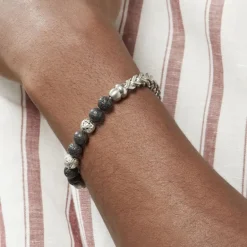 Histoire d'Or Bracelet Kiyo Acier Blanc Pierre De Lave* Bracelets Fantaisie