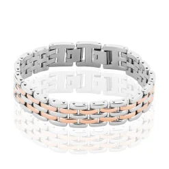 Discount Histoire d'Or Bracelet Mareva Maille Grain De Riz Acier Bicolore