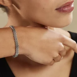 New Histoire d'Or Bracelet Metropolitan Maille Fantaisie Acier Blanc