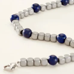 Best Histoire d'Or Bracelet Ole Acier Blanc Lapis Lazuli Hématite