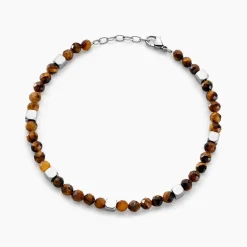 New Histoire d'Or Bracelet Oleg Acier Blanc Oeil De Tigre