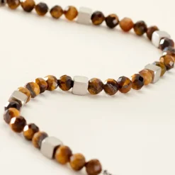 New Histoire d'Or Bracelet Oleg Acier Blanc Oeil De Tigre