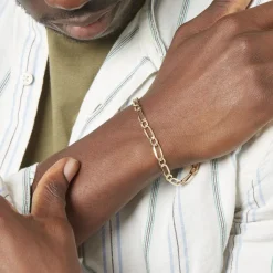 Outlet Histoire d'Or Bracelet Ophelio Maille Alternee 1/1 or jaune