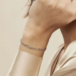 New Histoire d'Or Bracelet Or Blanc Maille Alternée 1/3