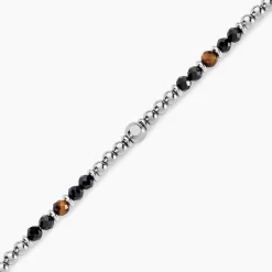 Histoire d'Or Bracelet Risor Acier Blanc Oeil De Tigre Agate* Bracelets|Bracelets Fantaisie