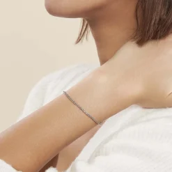 Outlet Histoire d'Or Bracelet Sherihane Maille Palmier Argent Blanc