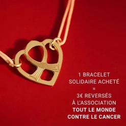 Histoire d'Or Bracelet Solidaire Lutte Contre Le Cancer Laiton Doré