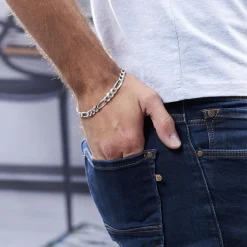 Outlet Histoire d'Or Bracelet Vivian Maille Alternee 1/3 Argent Blanc