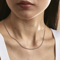 Histoire d'Or Chaîne Capucin Or Blanc Maille Marine Plate