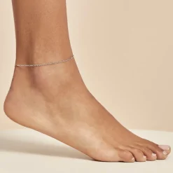 New Histoire d'Or Chaîne De Cheville Cleona Maille Alternee 1/3 Argent Blanc