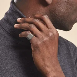 Histoire d'Or Chevaliere Acier Blanc Winebald* Bagues|Bagues Sans Pierre